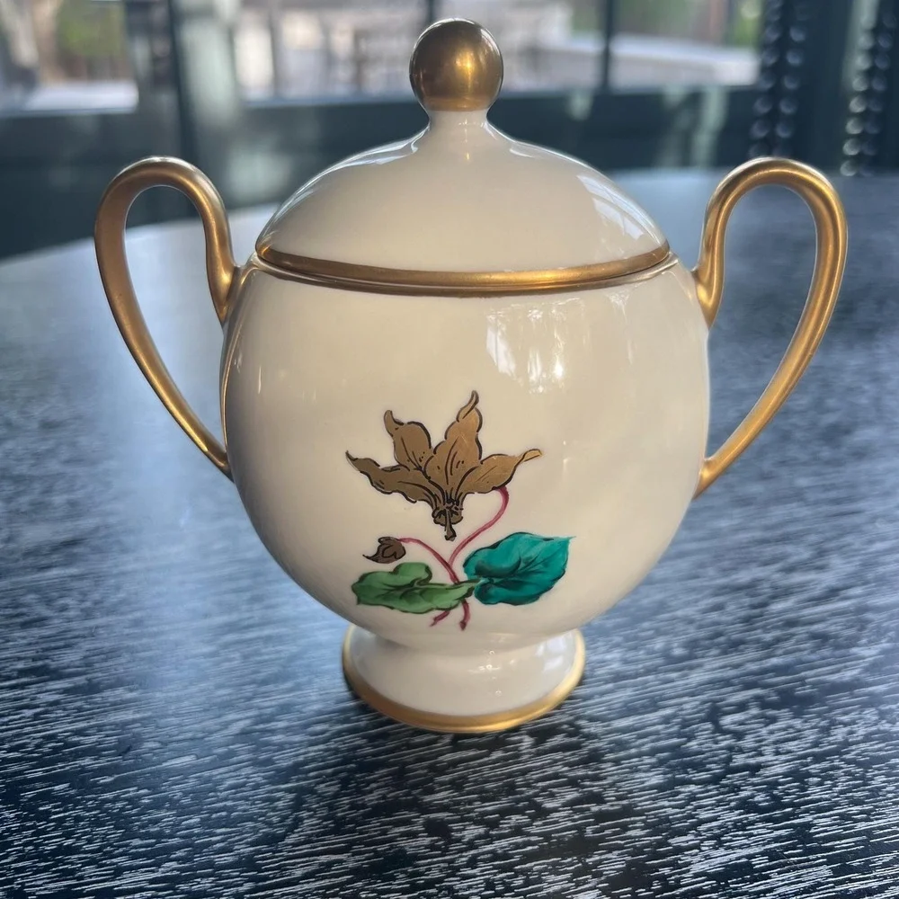 Francisco china sugar bowl painted in art deco‎ style